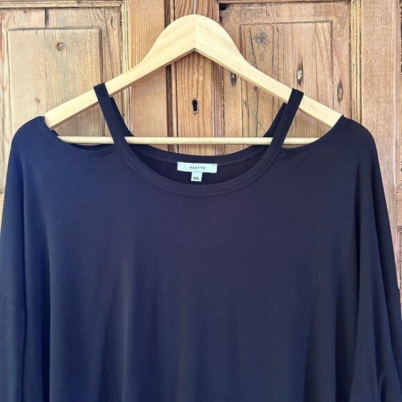 NWT Maette By Stella & Dot XXL‎ Black Shoulder Cut Out Long Sleeve Shirt - Picture 2 of 10
